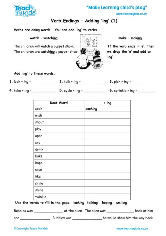 Worksheets for kids - verb-endings-adding-ing-1
